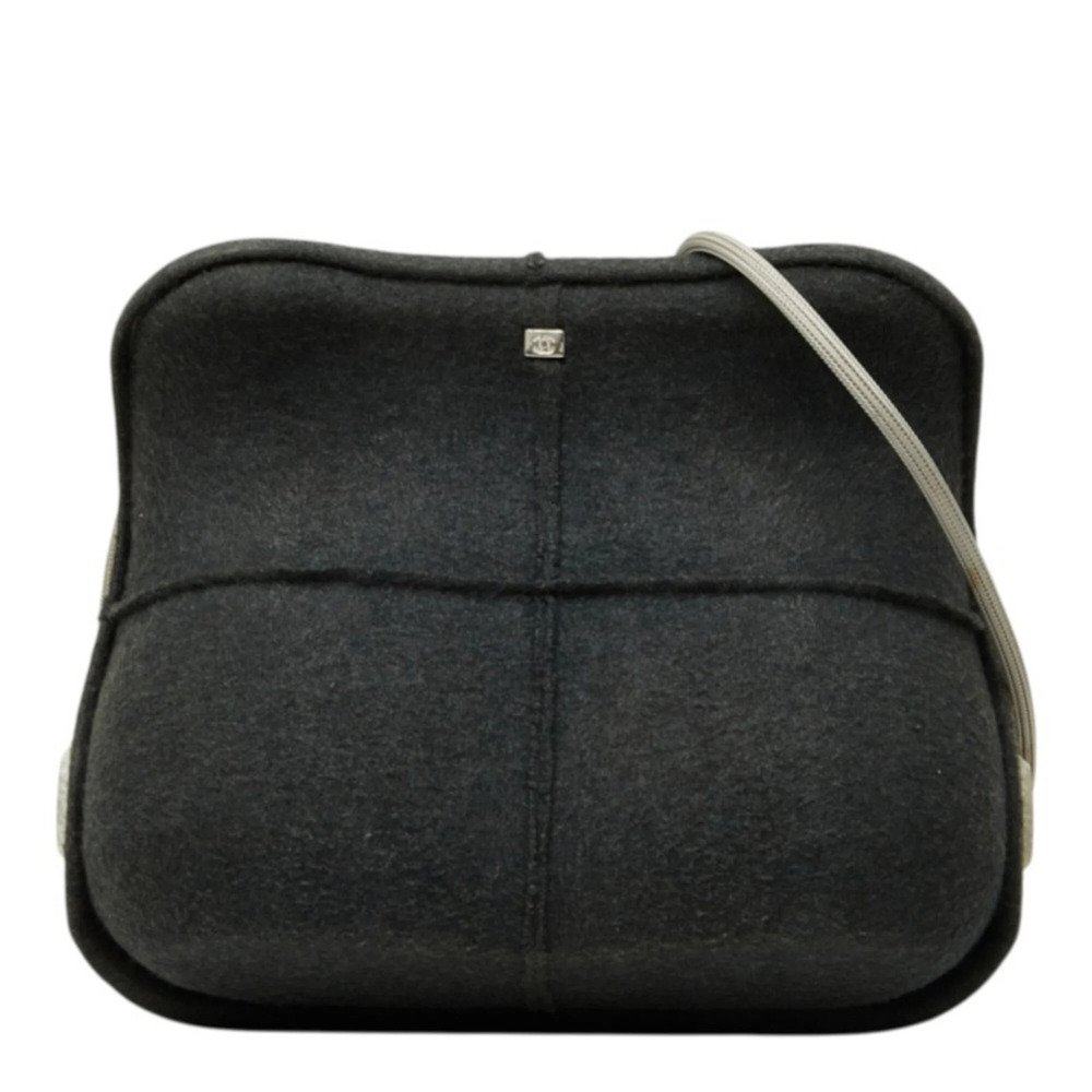 Chanel Coco Mark Hip Bag, Crossbody Shoulder Gray Felt, Women's CHANEL